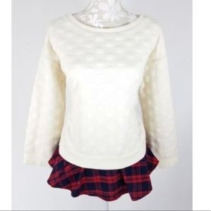 THML Button Polka Dot Plaid Sweater